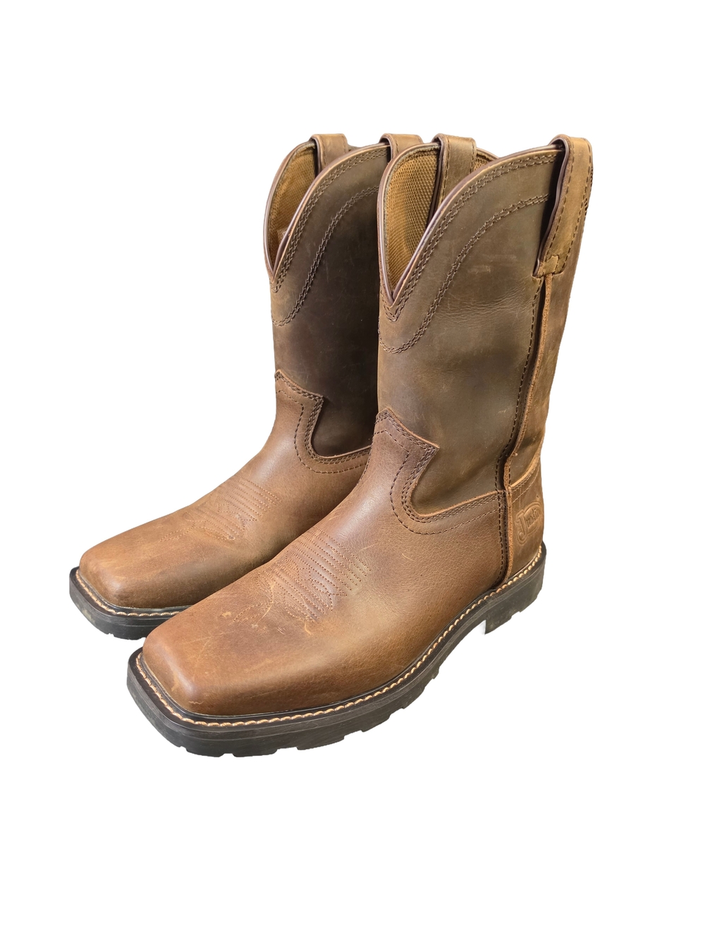 Justin Driscoll WK2110 Mens 9.5 D Brown Leather Square Toe Work Boots EH